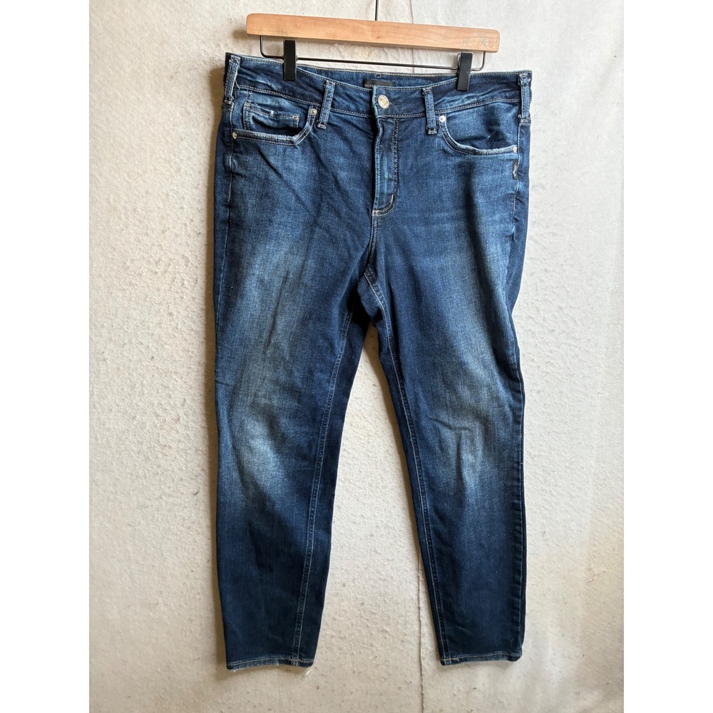 Silver Jeans Co Suki Straight Leg Dark Wash Denim W93413EKC343 Size 14 L31
